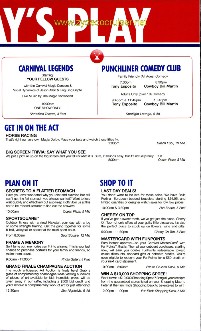 Carnival Magic Fun Times Day 7 Page 3