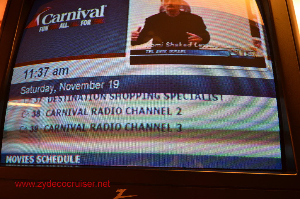 153: Carnival Conquest, Nov 19, 2011, Sea Day 3, TV Channels, 