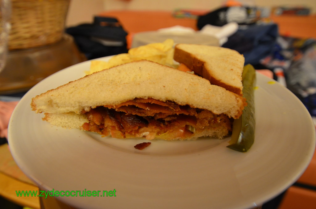 162: Carnival Conquest, Nov 19, 2011, Sea Day 3, Room Service, BLT with extra bacon