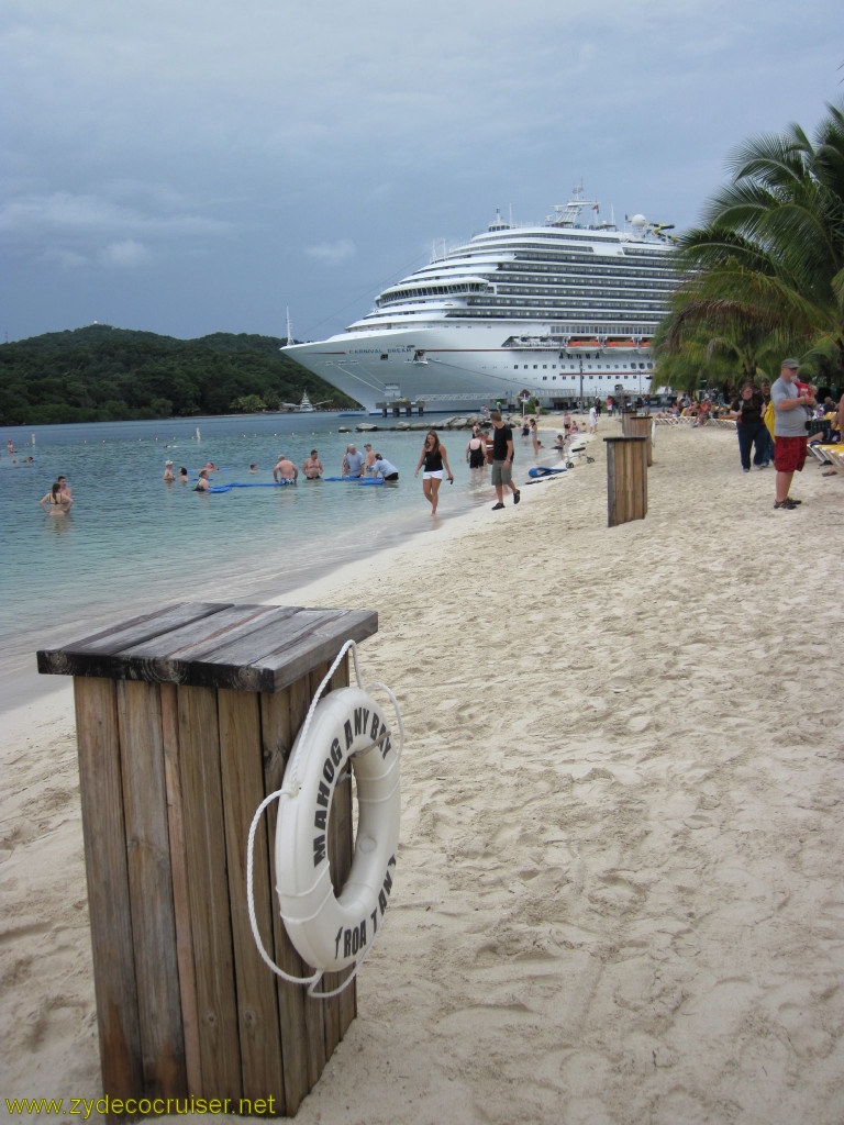 058: Carnival Conquest, Roatan, Mahogany Beach, another photo op and Carnival Dream,