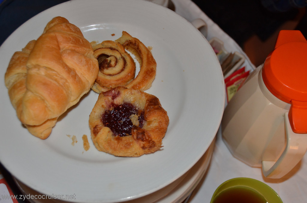 003: Carnival Conquest, Belize, Room Service Breakfast, Croissants, Danish, 