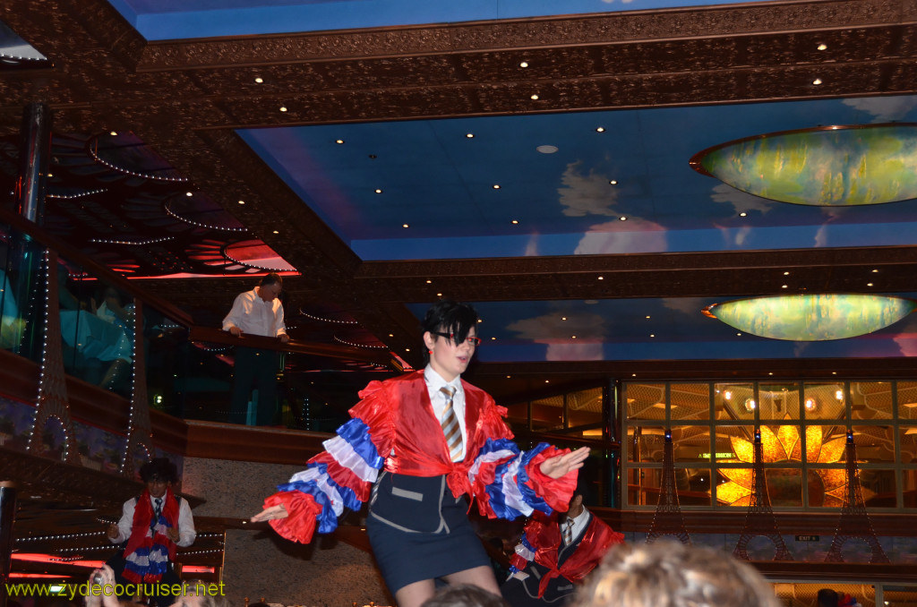 210: Carnival Conquest, Belize, MDR dinner, the staff entertaining us, 