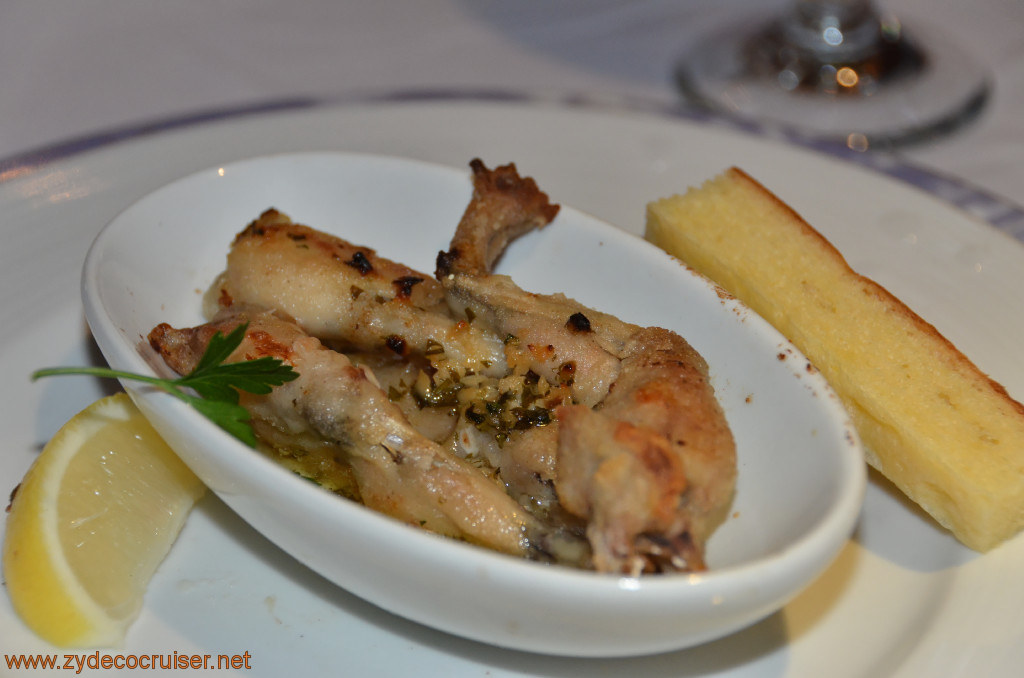 Carnival Conquest, Fun Day at Sea 3, MDR Dinner, Frogs Legs with Provençale Herb Butter, 