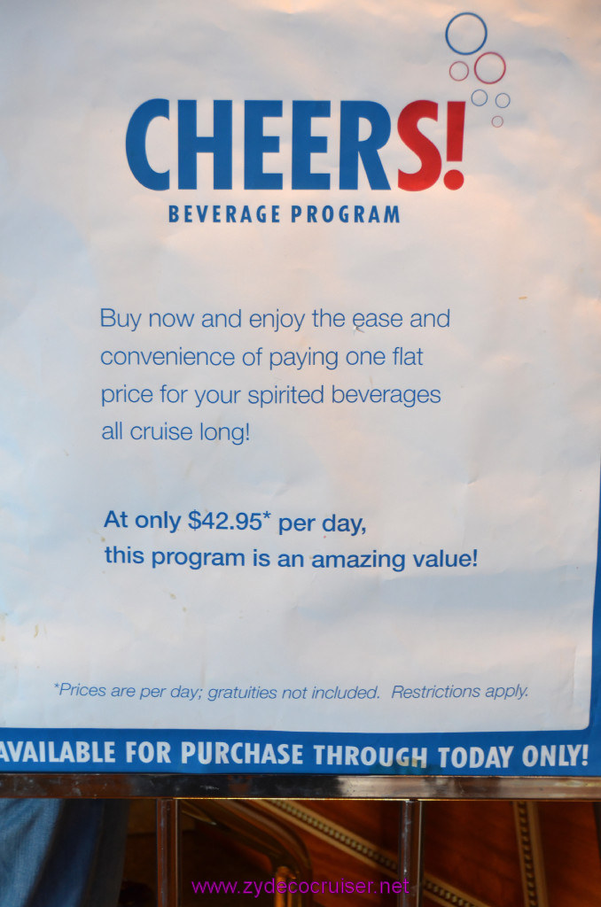 058: Carnival Conquest Cruise, Fun Day at Sea 1, Cheers Beverage Program, 