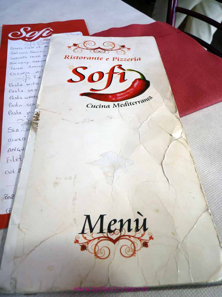3640: Sofi Restaurant near Port/Castle, Naples, Italy - Menu
