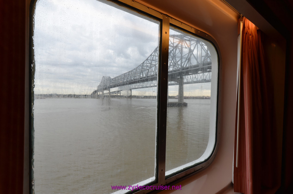 022: Carnival Elation, New Orleans, Embarkation, Cabin Window, Crescent City Connection