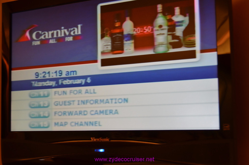 004: Carnival Elation, Fun Day at Sea 1, Cabin TV channels, 