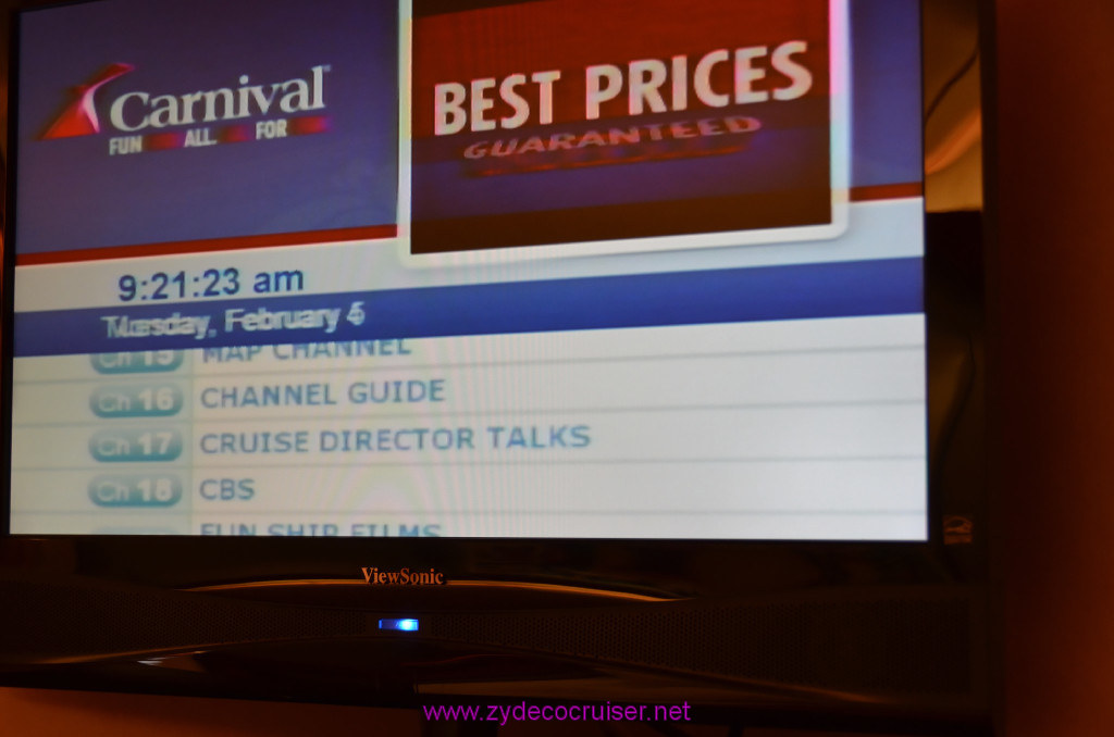 005: Carnival Elation, Fun Day at Sea 1, Cabin TV channels, 