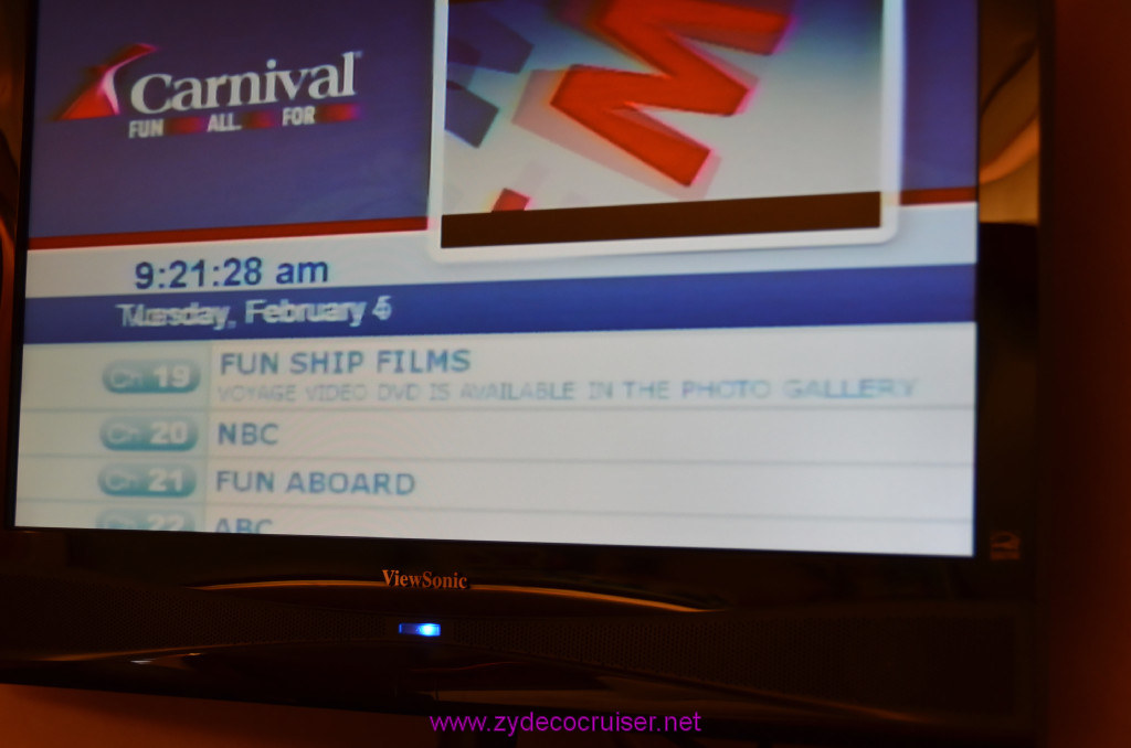 006: Carnival Elation, Fun Day at Sea 1, Cabin TV channels, 