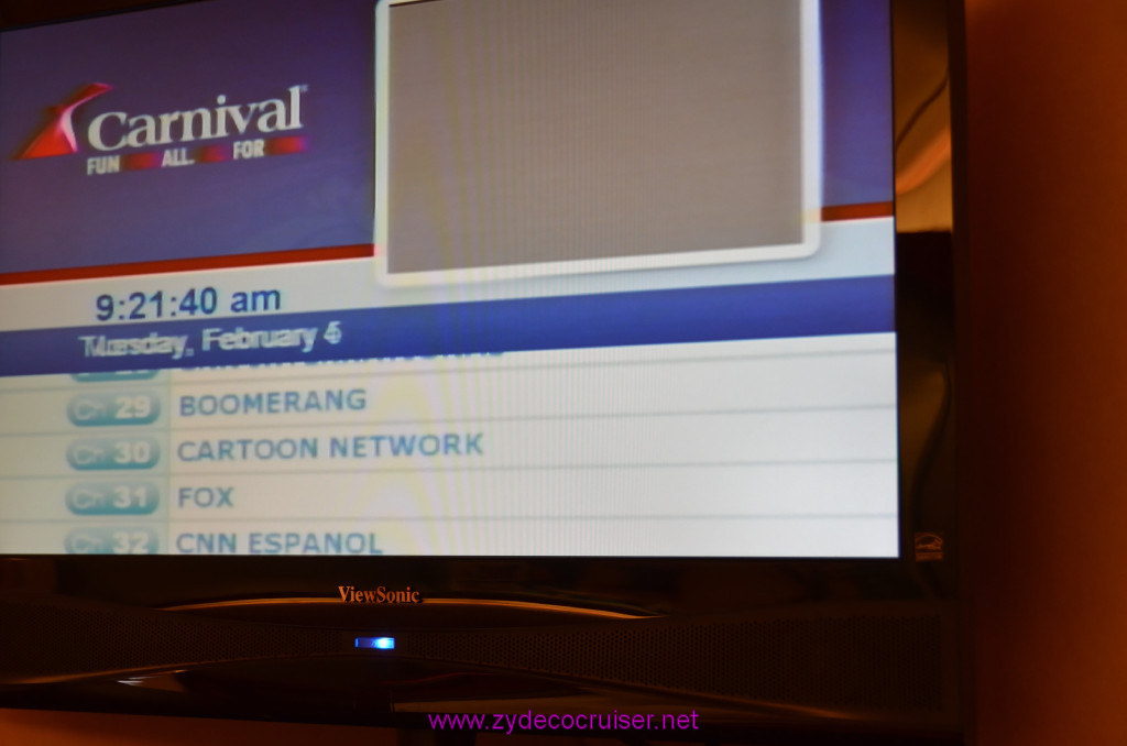 009: Carnival Elation, Fun Day at Sea 1, Cabin TV channels, 
