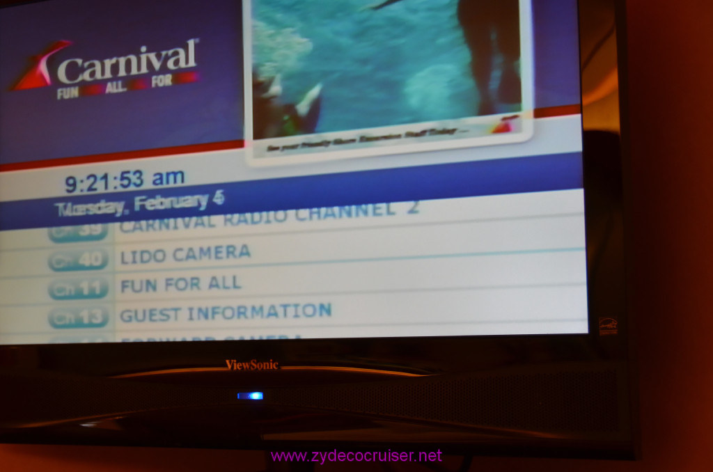013: Carnival Elation, Fun Day at Sea 1, Cabin TV channels, 