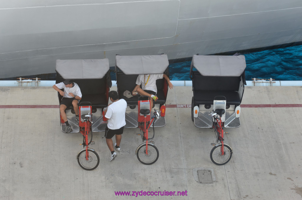 003: Carnival Elation Cruise, Cozumel, Pedicabs waiting to the ships to disembark