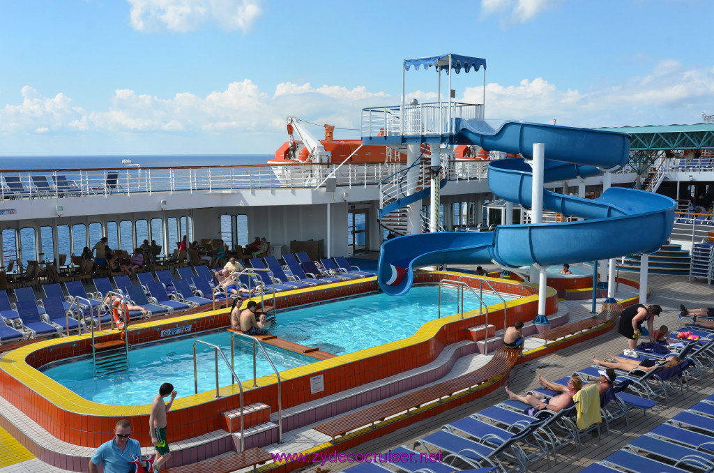 140: Carnival Elation Cruise, Cozumel, Main pool and water slide