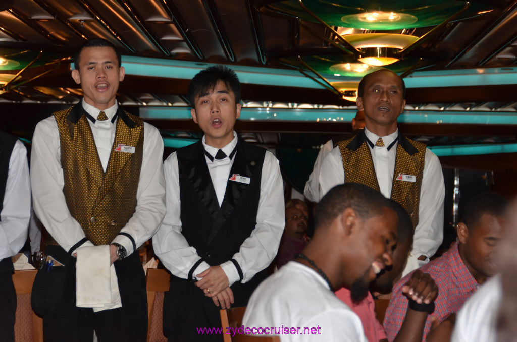 040: Carnival Elation Cruise, Fun Day at Sea 2, MDR Dinner, Our excellent wait staff, 