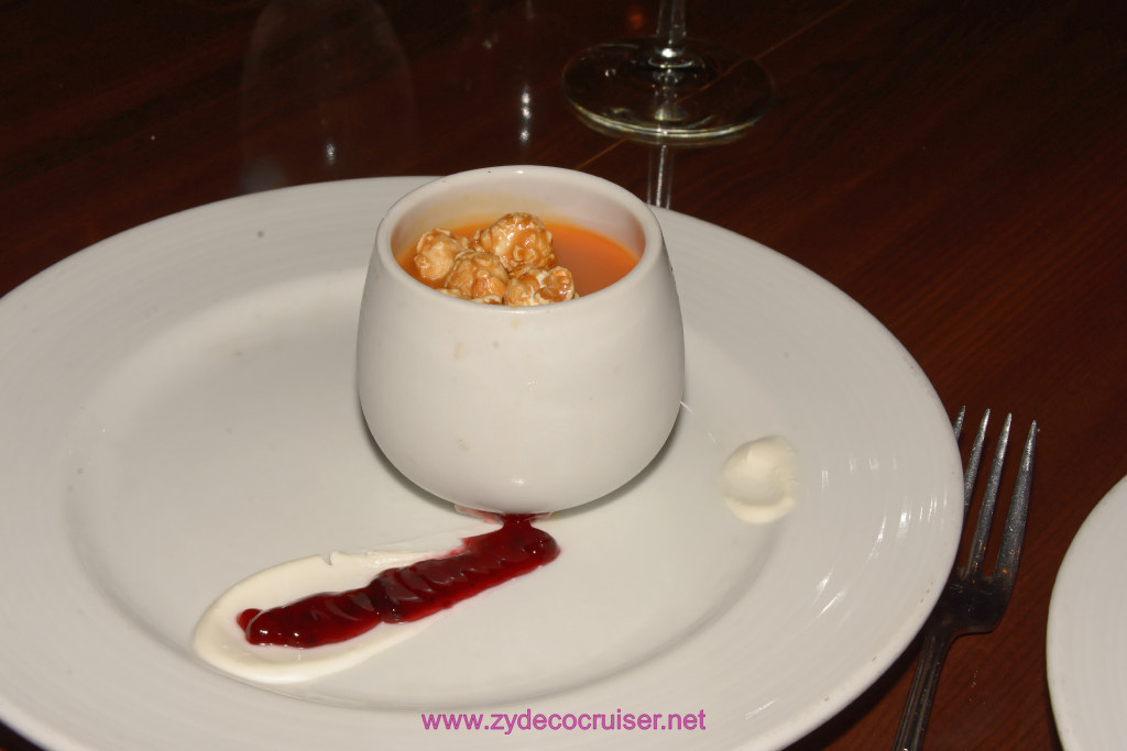 Carnival Freedom, American Table, Dinner 5, Buttered Popcorn Pot de Creme. I like this.