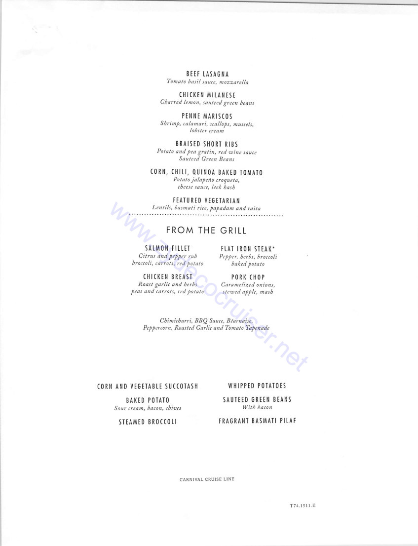 Carnival Freedom MDR Menus, American Table, Day 5, Page 2