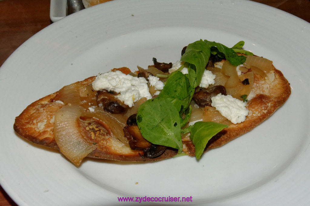 Flatbread with caramelized onions,  mushrooms, ricotta cheese, 