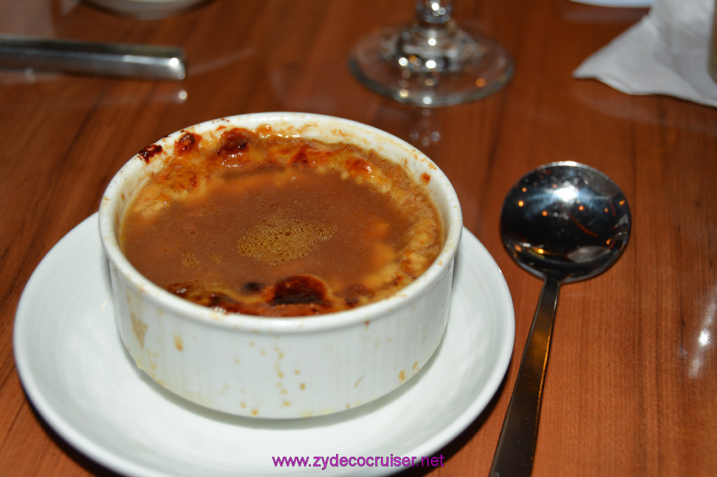 155: Carnival Imagination, Long Beach, Embarkation, MDR Dinner, Baked Onion Soup, 