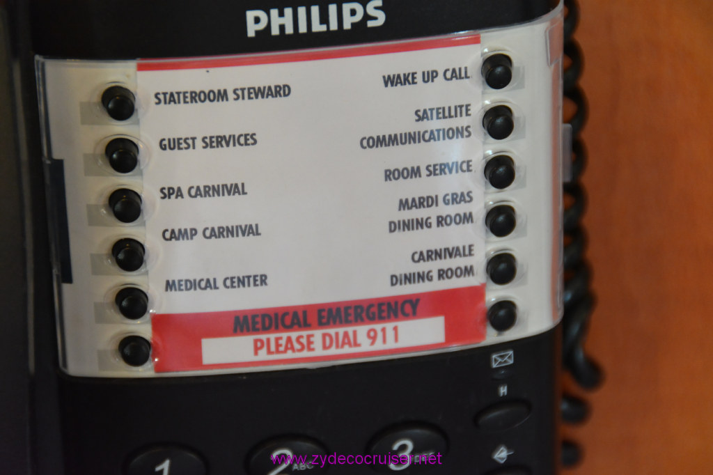033: Carnival Inspiration 4 Day Cruise, Long Beach, Embarkation, Stateroom, Telephone Speed Dial, 