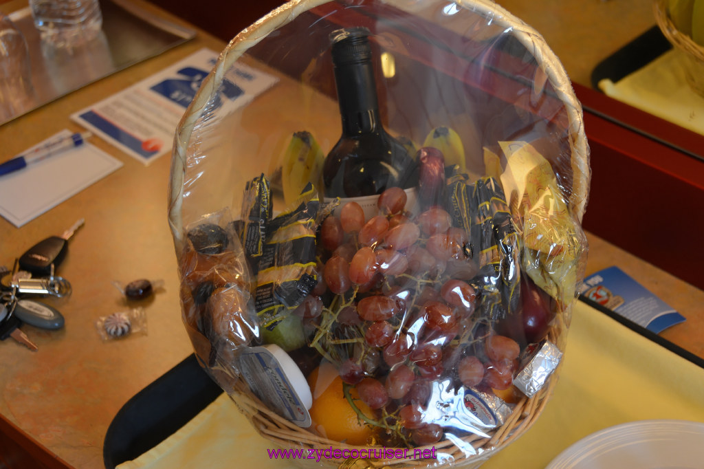 039: Carnival Inspiration 4 Day Cruise, Long Beach, Embarkation, Wine, Cheese, and Fruit basket, 