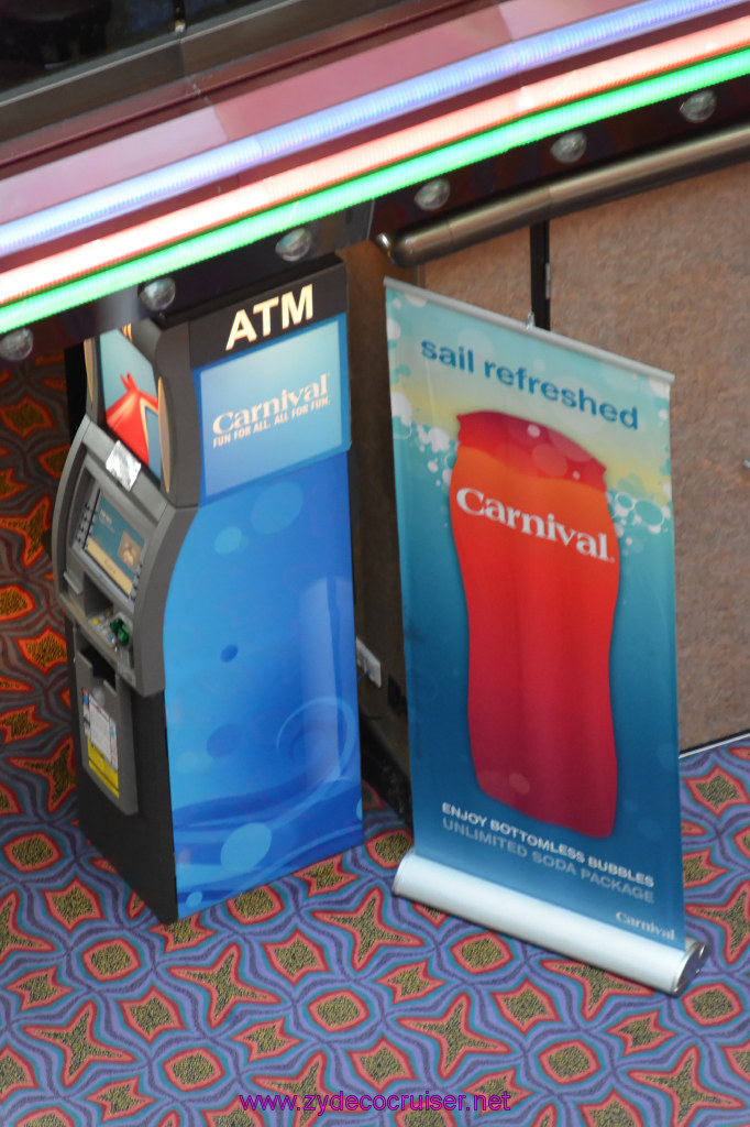 078: Carnival Inspiration 4 Day Cruise, Long Beach, Embarkation, ATM machine, Bottomless Bubbles sign, 