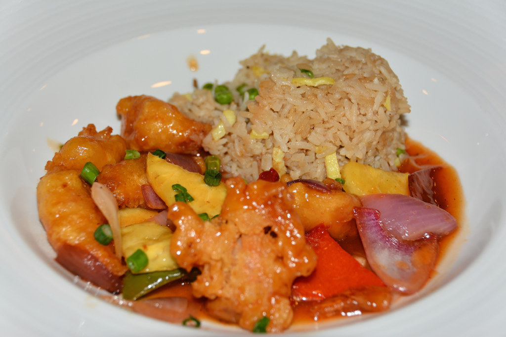 Carnival Inspiration, MDR American Table Dinner, Sweet and Sour Shrimp, 