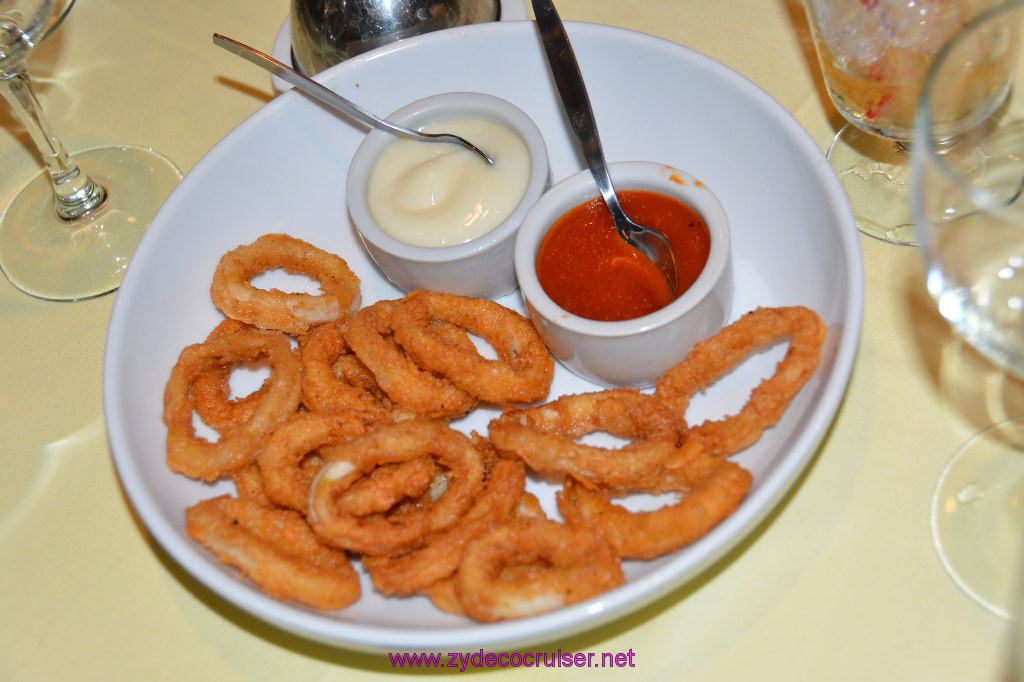 Carnival Inspiration, MDR American Table Dinner, Fried Calamari for the table, 