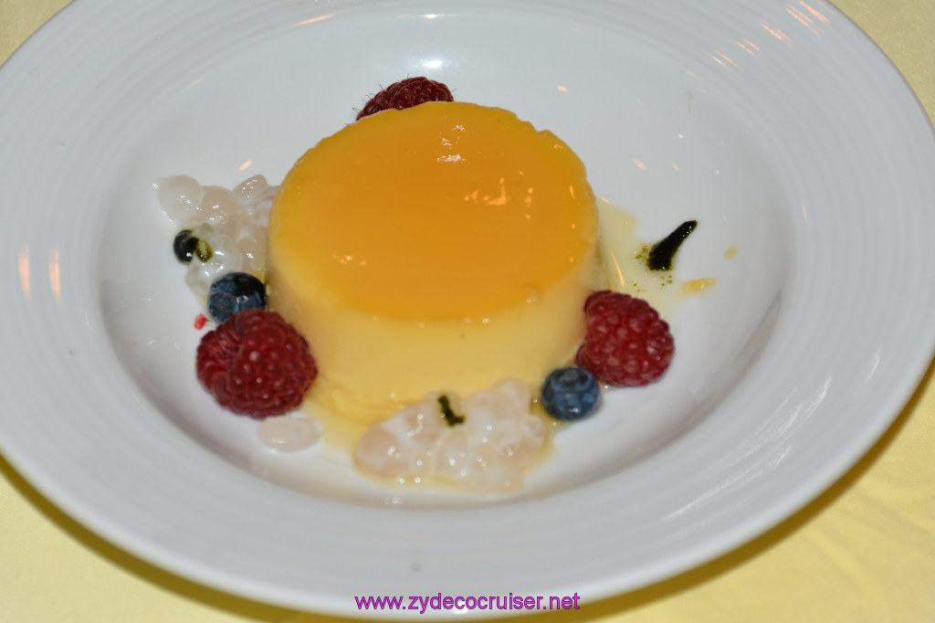Carnival Inspiration, MDR American Table Dinner, Passion Fruit Flan, 