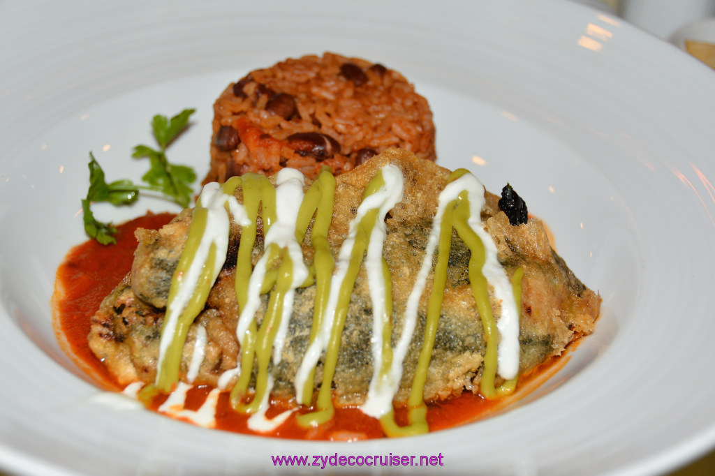 Carnival Inspiration, MDR American Table Dinner, Stuffed Pepper with Braised Chicken