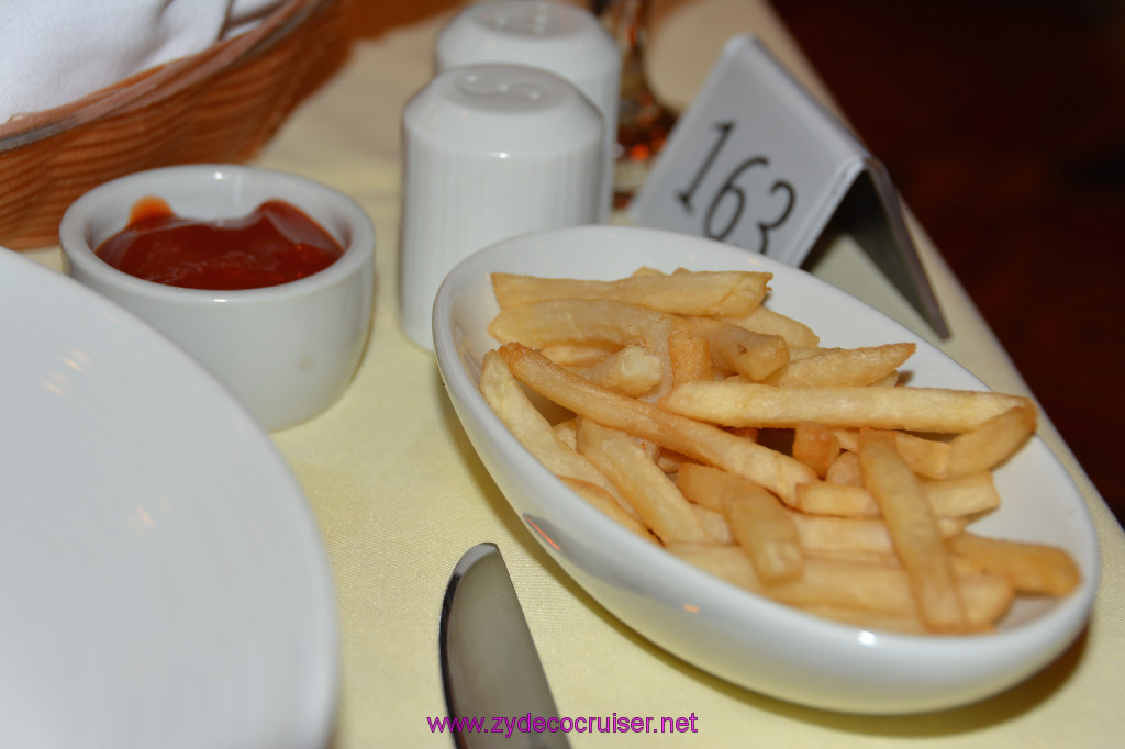 Carnival Inspiration, MDR American Table Dinner, French Fries. I was expecting with Herb Garlic Butter but was given ketchup instead