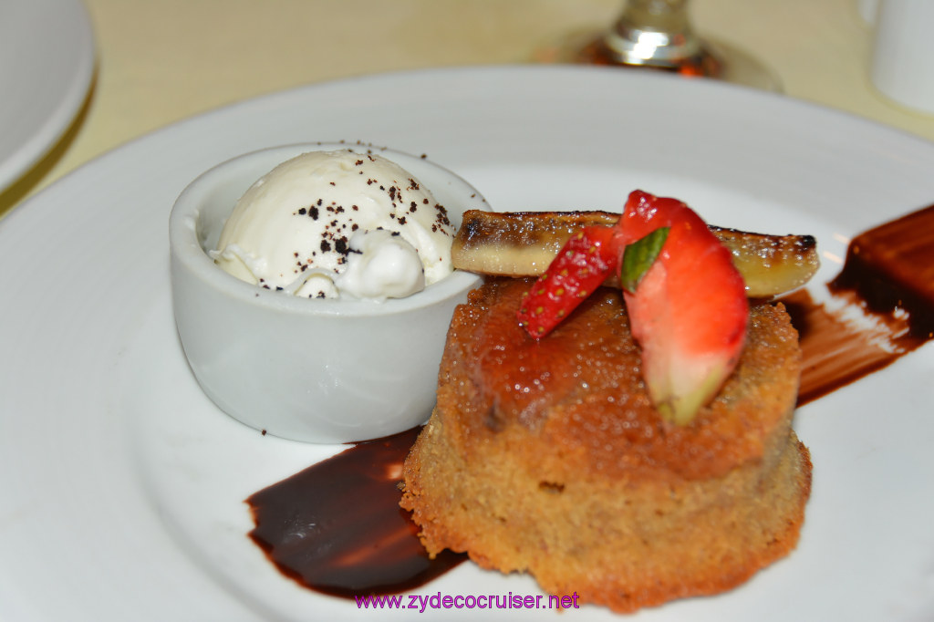 Carnival Inspiration, MDR American Table Dinner, Banana-White Chocolate Bread Pudding, 