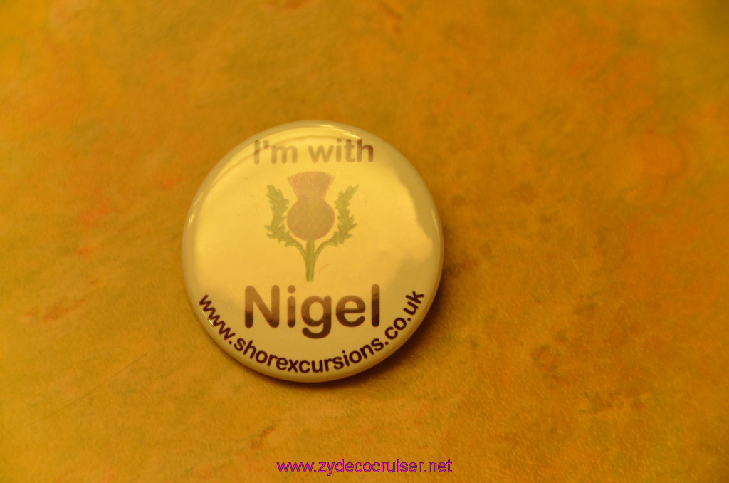 801: Carnival Legend, British Isles Cruise, Invergordon, I'm with Nigel button, 