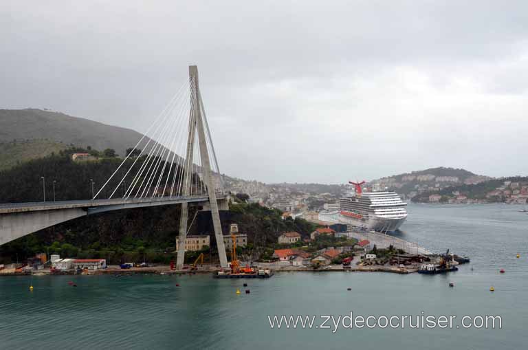 366: Carnival Magic, Inaugural Cruise, Dubrovnik, Carnival Magic from across the Franjo Tuđman Bridge,