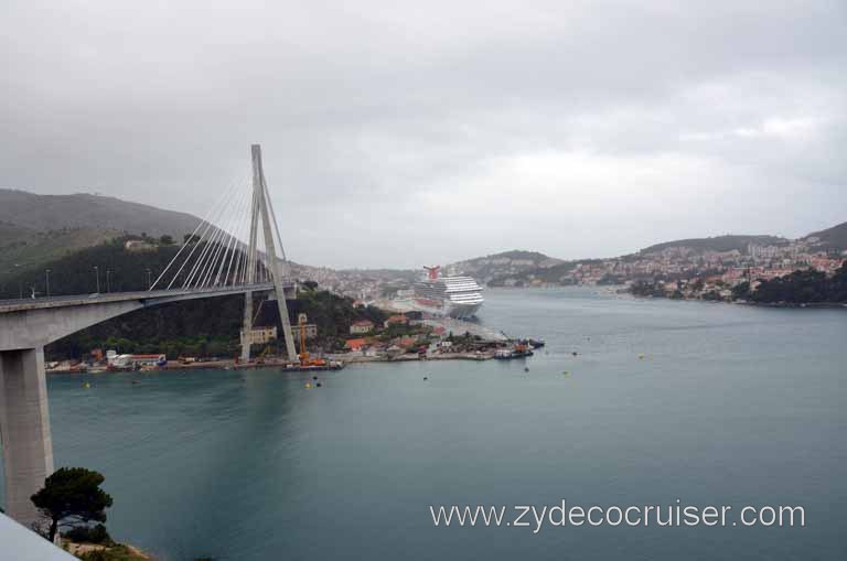 368: Carnival Magic, Inaugural Cruise, Dubrovnik, Carnival Magic from across the Franjo Tuđman Bridge,