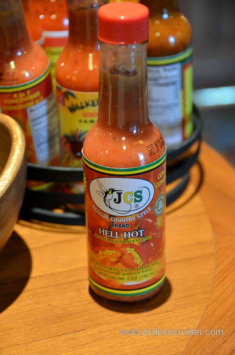 386: Carnival Magic, Inaugural Cruise, Dubrovnik, RedFrog Pub, One of the Available Hot Sauces