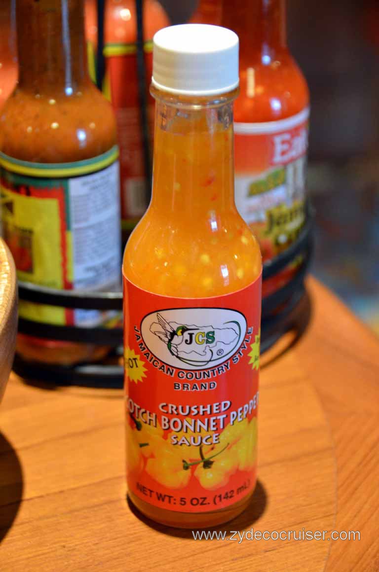 388: Carnival Magic, Inaugural Cruise, Dubrovnik, RedFrog Pub, One of the Available Hot Sauces