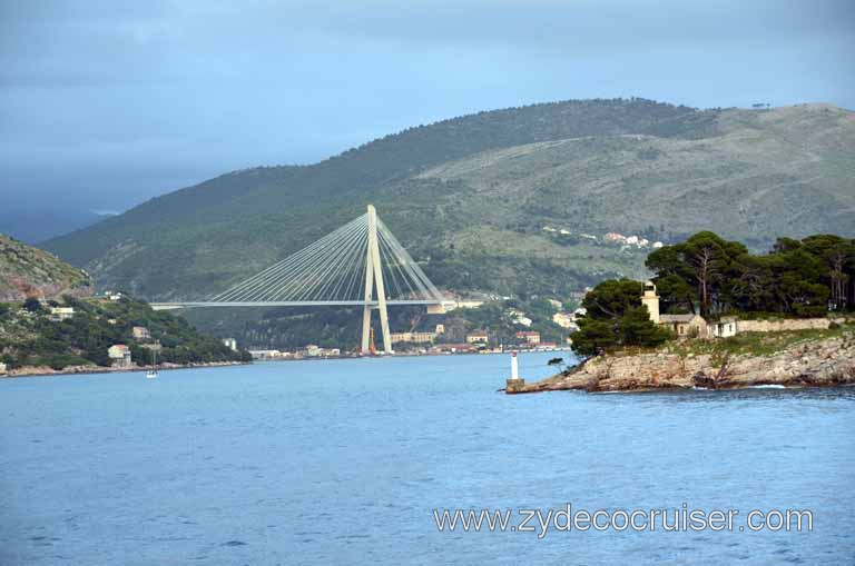 410: Carnival Magic, Inaugural Cruise, Dubrovnik, Sailing away from Dubrovnik, Franjo Tuđman Bridge,
