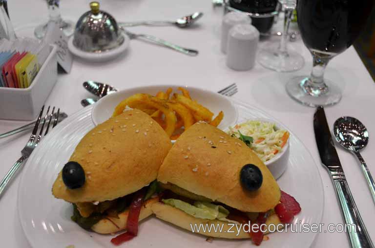 036: Carnival Magic, Inaugural Cruise, Sea Day 2, Main Dining Room Lunch, Beer Battered Fish Sandwich, 