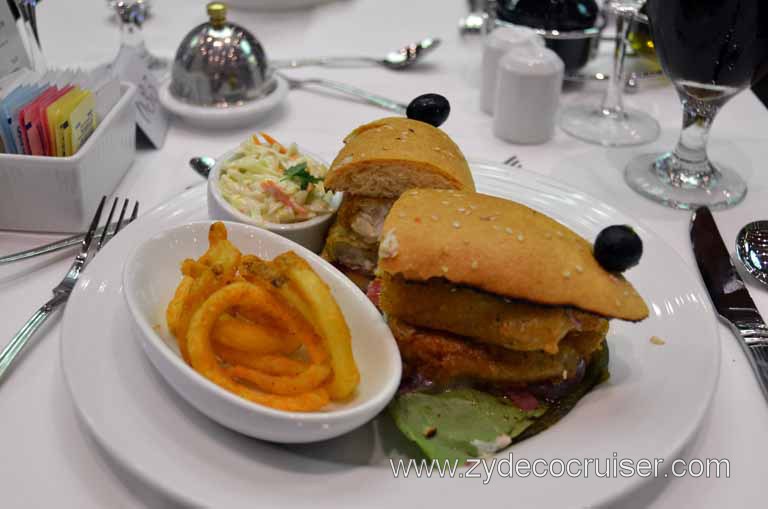 037: Carnival Magic, Inaugural Cruise, Sea Day 2, Main Dining Room Lunch, Beer Battered Fish Sandwich, 
