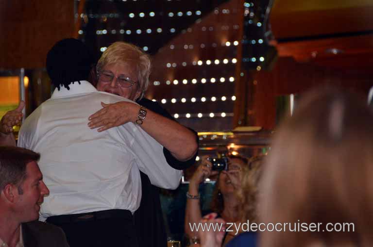 139: Carnival Magic, Inaugural Cruise, Sea Day 2, Dinner, Marcus Anthony dancing with the same lady that was on stage last night