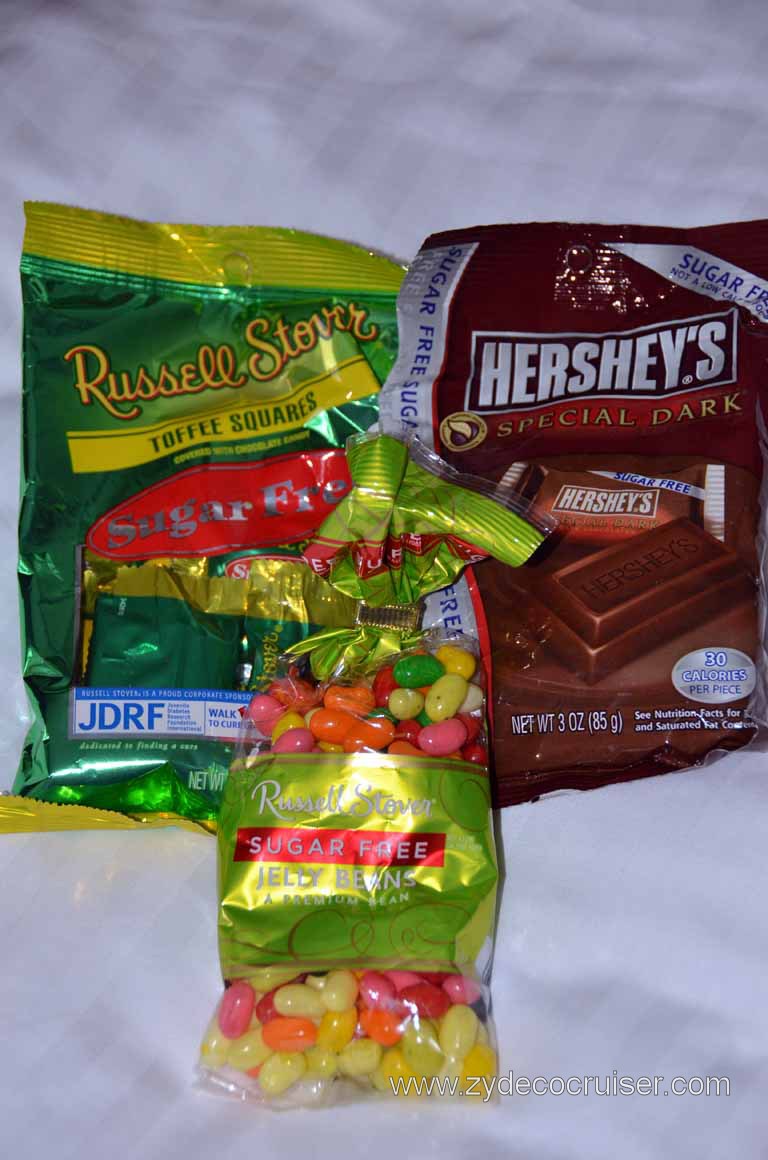 235: Carnival Magic Inaugural Voyage, Livorno, More gifts for John Heald, Russell Stover Sugar Free Toffee Squares, Hershey's Special Dark Sugar Free Chocolate, and his favorite, Russell Stover Sugar Free Jelly Beans
