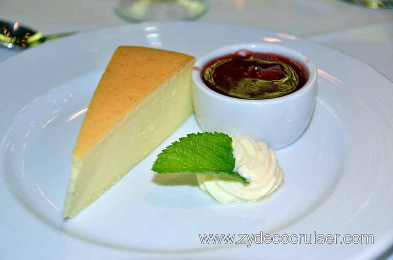 074: Carnival Magic, Main Dining Room Menus and Food Pictures, Dinner, Strawberry Cheesecake