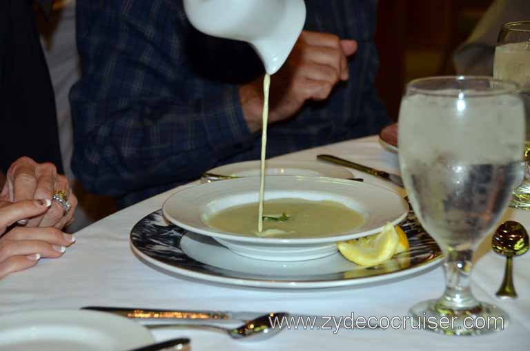 104: Carnival Magic, Main Dining Room Menus and Food Pictures, Dinner, Asparagus Vichyssoise