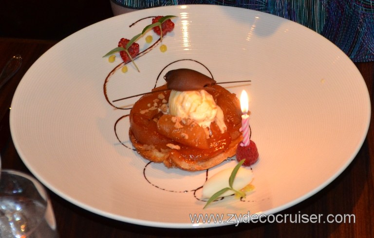 025: Carnival Magic Prime Steakhouse, Caramelized Washington Apples, baked in a puff pastry dome (with a candle)