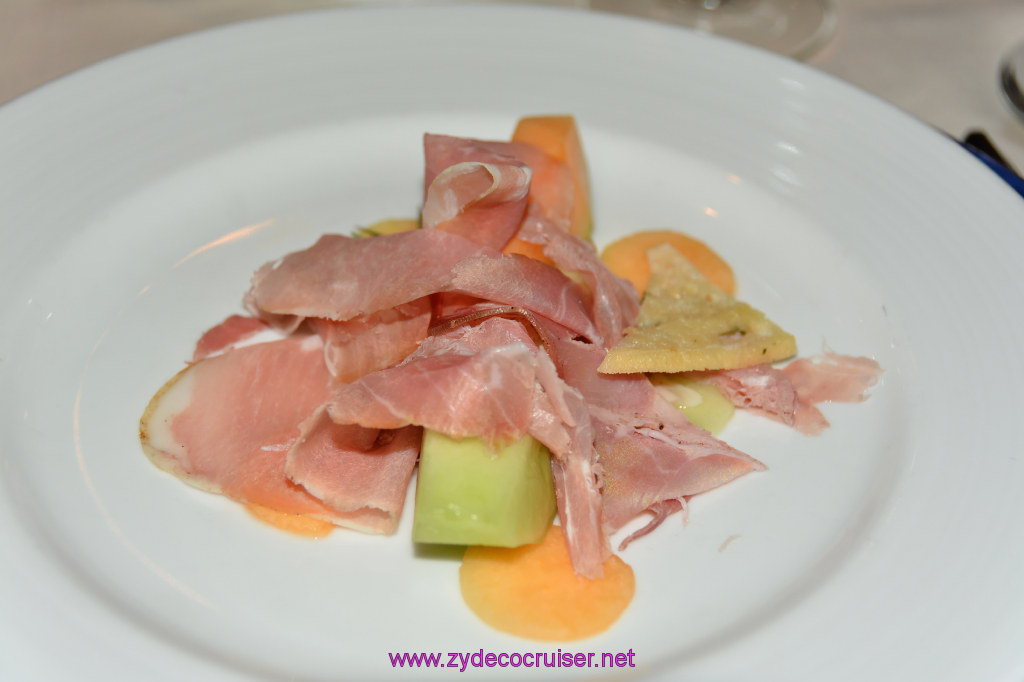 464: Carnival Miracle Alaska Cruise, Sitka, MDR Dinner, Prosciutto Ruffles