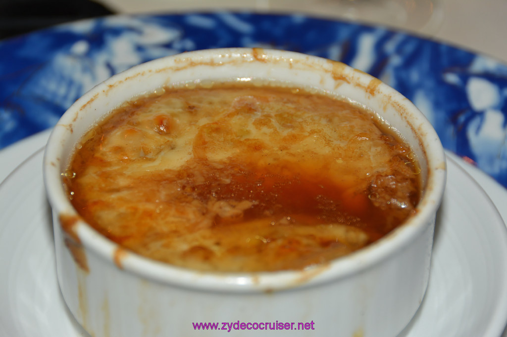 466: Carnival Miracle Alaska Cruise, Sitka, MDR Dinner, French Onion Soup