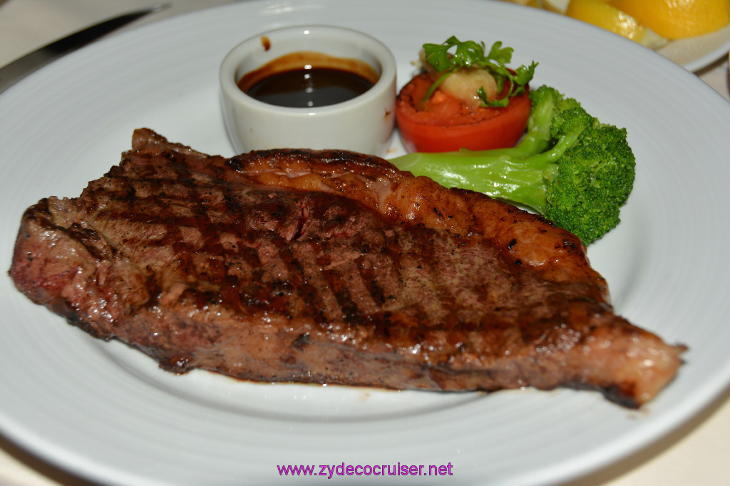 412: Carnival Miracle Alaska Cruise, Glacier Bay, MDR Dinner, Prime New York Strip Loin Steak - Steakhouse Selections - $20 surcharge