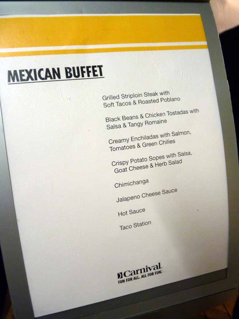 562: Carnival Sensation - Mexican Buffet Menu