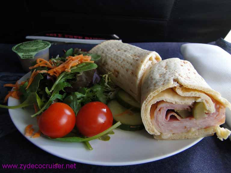 028: The Alaska Adventure is over, Leaving Anchorage, Warm Cuban Sandwich Wrap thing and side salad. The sandwich was actually pretty tasty