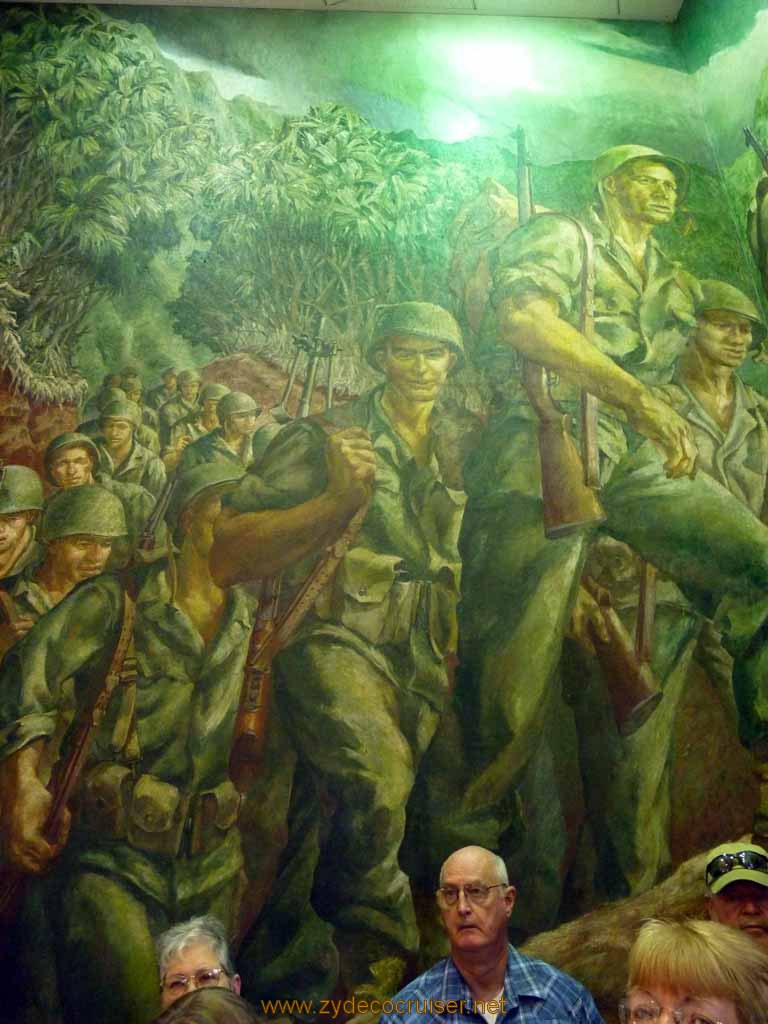 036: Carnival Spirit, Honolulu, Hawaii, Pearl Harbor VIP and Military Bases Tour, Fort Shafter, Richardson Hall, A portion of Marching Men Mural by Master Sergeant William R. Domaratius. In reality, all the men are he, me thinks.